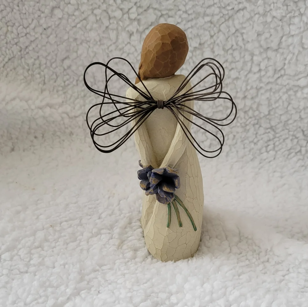 Willow tree female angel Thank You with purple flowers